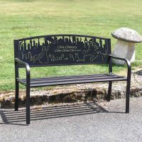 Bespoke Mary Poppins Iron & Steel Park Bench in Black in Situ