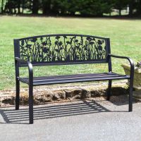 Bespoke Meadow Iron & Steel Park Bench in Black