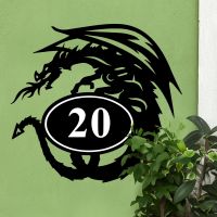 Bespoke Tribal Dragon House Number Sign On Green Background