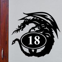 Bespoke Tribal Dragon House Number Sign On Grey Background