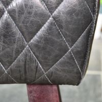 Visible stitching on "The Yale" Dark Mango Wood & Black Leather 