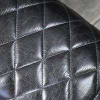 Diamond stitching on "The Yale" Dark Mango Wood & Black Leather 
