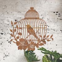 Bird Cage Wall Art on a Rustic Brick Wall