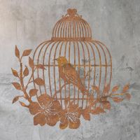 Bird Cage Wall Art in Situ on a Rustic Brick Wall