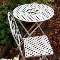 Bird & Leaf Design Bistro Set Finished in Cream
