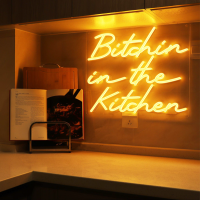  "Bitchin in the Kitchen" Neon Wall Light in Orange