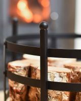 Close-Up of Upper Finials for Black "Basket" Log Holder