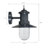 Black Nautical Style Wall Light Measurements