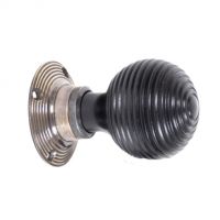 Black & Antique Brass Spiral Wooden Door Knob Set