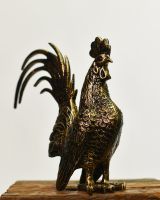 Brushed Gold Rooster Garden Sculpture 