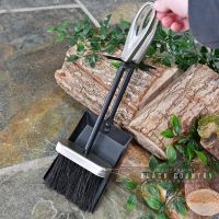 Black Brush and Pan Set with Pewter Loop Handles 