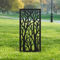 Black Autumnal Trees Garden Screen In Situ