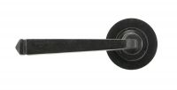 Black Beeswax Lever Door Handle on Rose Front