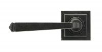 Black Beeswax Lever Door Handle on Square Rose