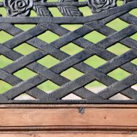 Close up of Aged Black Cast Iron Lattice Design