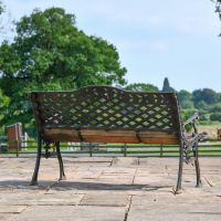 Rear view of Cast Iron & Wood Garden Bench 