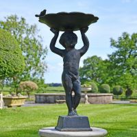 Cherub Bird Bath in a Rustic Black Finish