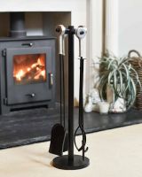 Black Companion Set with Aluminium Handles 77cm in Situ