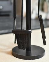 Close-Up of Base for Black Companion Set with Aluminium Handles 77cm