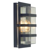 Black Contemporary "Clear Woodbury" Striped Outdoor Wall Light