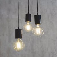 Black Contemporary Iron Hanging Cluster Light in Situ