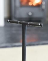 Close-Up of "T" Bar on Black Contemporary Loop Handle Four Piece Companion Set - 29cm