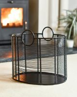 Empty Black Contemporary "Oval" Design Log Holder