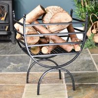 Black Curved Iron Log Rack & Holder 