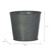 Black Galvanised Steel Plant Bucket Planter Dimensions