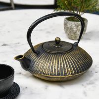 Black & Gold "Kyusu" Cast Iron Japanese Teapot 