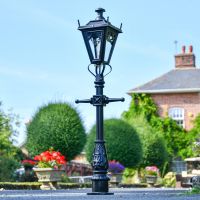 Black Gothic Miniature Lamp Post - 1.5m in Situ