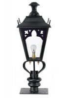 Black Gothic Pillar Light and Lantern Set 81cm