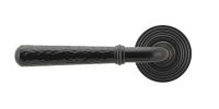 Black Hammered Lever Door Handle on Beehive Rose