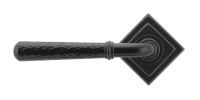 Black Hammered Lever Door Handle on Diamond Rose