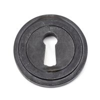 Black Iron Beeswax Round Art Deco Escutcheon