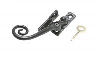 Black Iron Monkey Tail Wedge Window Casement Fastener With Locking Pin - Right Hand