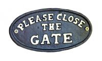 Black Iron "Please Close The Gate" Sign