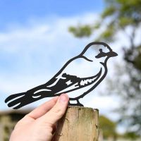 Scale Shot of Black Jay Bird Steel Fence Topper