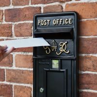 Black "King George" Rex Post Box Front to Scale