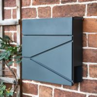 Black "Leading Edge" Wall Mounted Post Box & Newspaper Holder