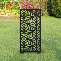 Black Abstract Leaf Garden Screen