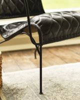 The "Bantam" Black Leather & Wood Armchair Legs