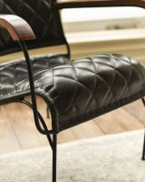 The "Bantam" Black Leather & Wood Armchair Close-Up