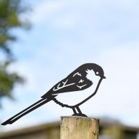 Black Long-Tailed Tit Steel Fence Topper