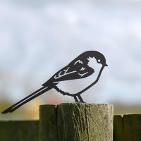 Black Steel Fence Topper with Long-Tailed Tit Design