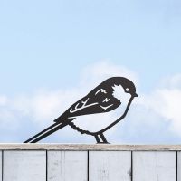 Black Long-Tailed Tit Steel Fence Topper in Situ