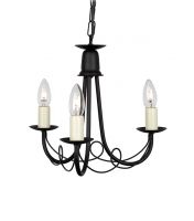"Stalgate Court" Black Loop Design Three Light Chandelier