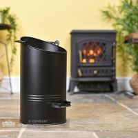 Black Modern Simplistic Coal Hod By Stove