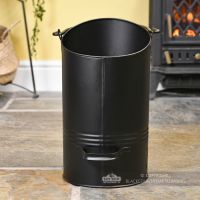 Black Modern Simplistic Coal Hod In Living Room Setting