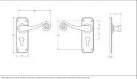 Black Monkeytail Euro Lock Lever Door Handle Dimensions